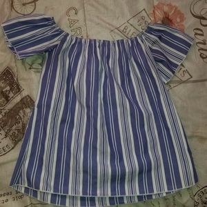 Off shoulder striped shirt
